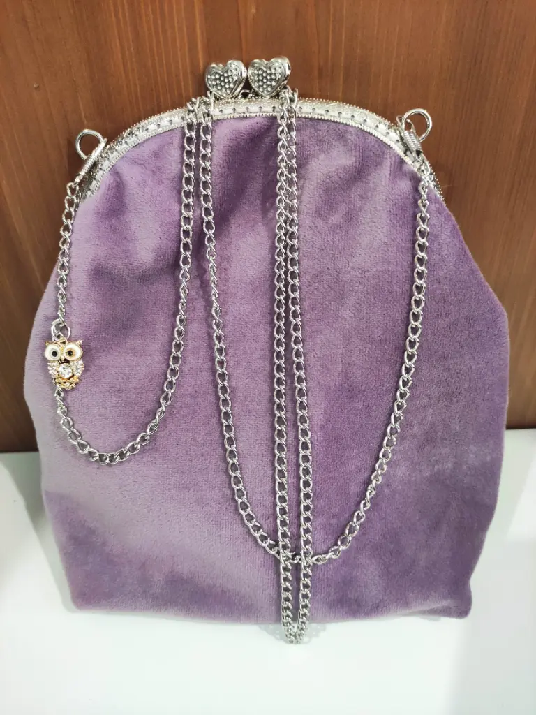Sac velours mauve
