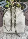 Sac à main cuir écru rond