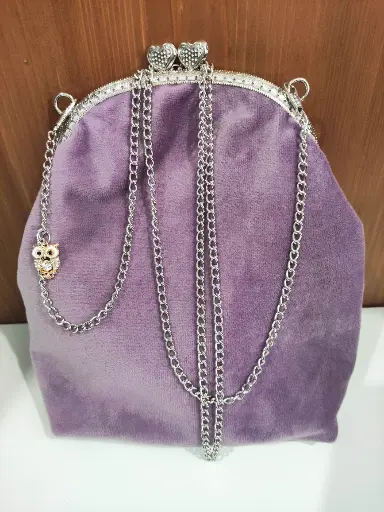 Sac velours mauve