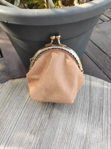 Porte monnaie vintage en cuir saumon