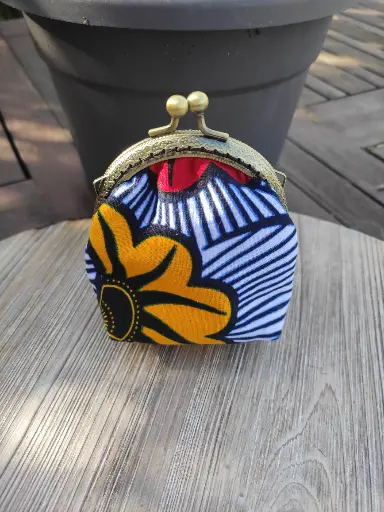 Porte monnaie vintage en wax
