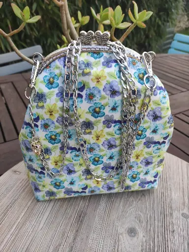 Sac à main en tissu motif pensées